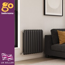 Grey Double Round Column Radiator Modern Vertical Heating Rad 600x622mm