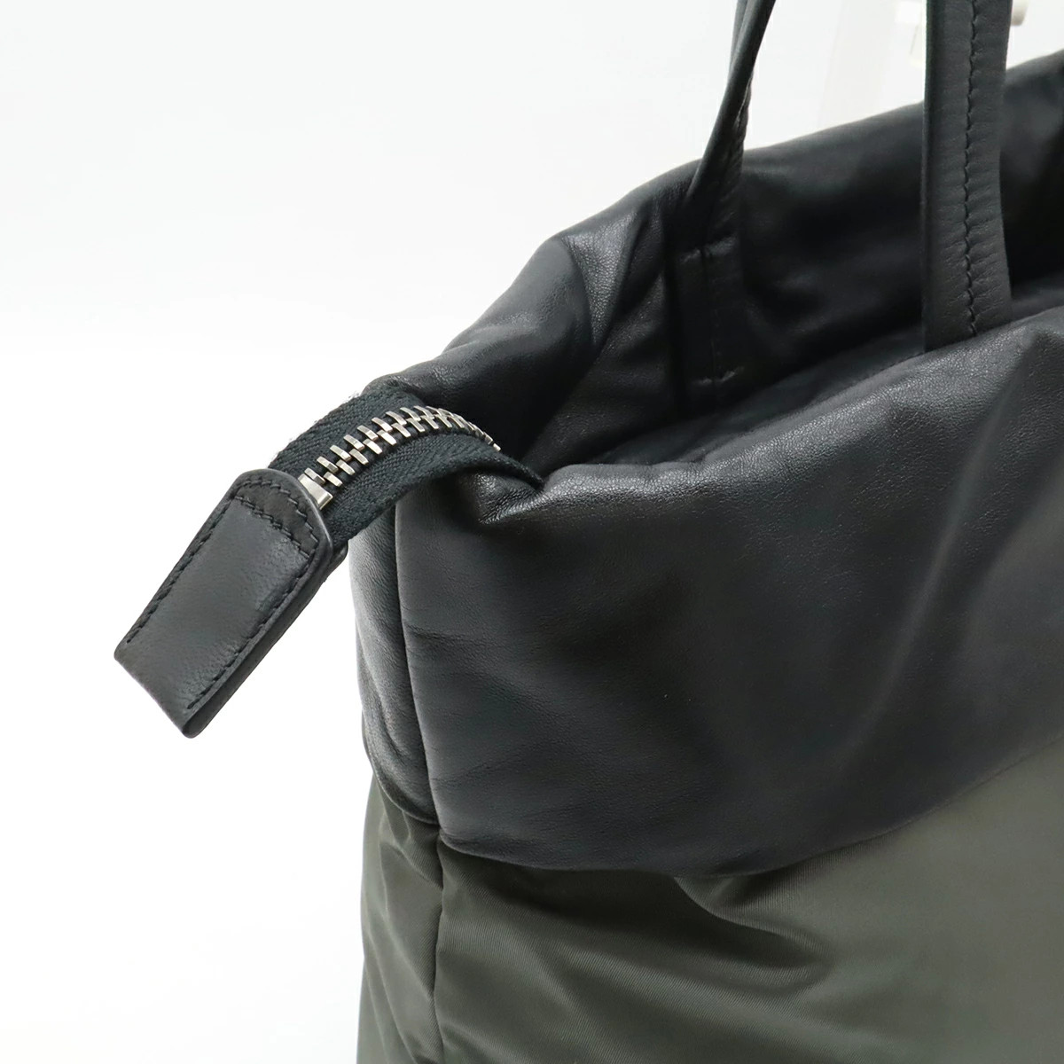 Prada Tote Bag Shoulder Nylon And Nappa Leather Two-Tone Black *Efj2041 thumbnail 7