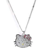 Hello Kitty Bling Pendant Necklace With Chain New