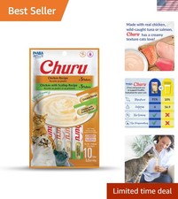 Churu Creamy Cat Treats - Grain-Free Lickable Pur e with Vitamin E - 10 Tubes
