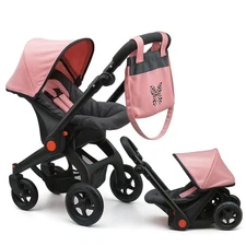 Baby Doll Convertible Travel Stroller for Girls Play Toy Car Seat in Foldable...