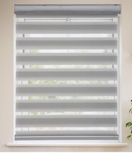 Cordless Zebra Roller Shades for Windows,Gray Sheer Zebra Blinds Dual Layer NIP