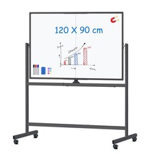 Rolling Whiteboard, 48x36 Large Magnetic White Board with Stands, Big Double-...