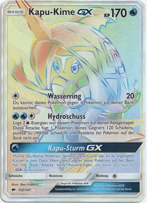 Pokémon Kapu-Kime GX Rainbow Secret Rare Nacht in Flammen 152/147 NM Deutsch