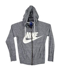 Womens Nike Gray Full Zip Hoodie Drawstring Long Sleeve Lightweight Size S