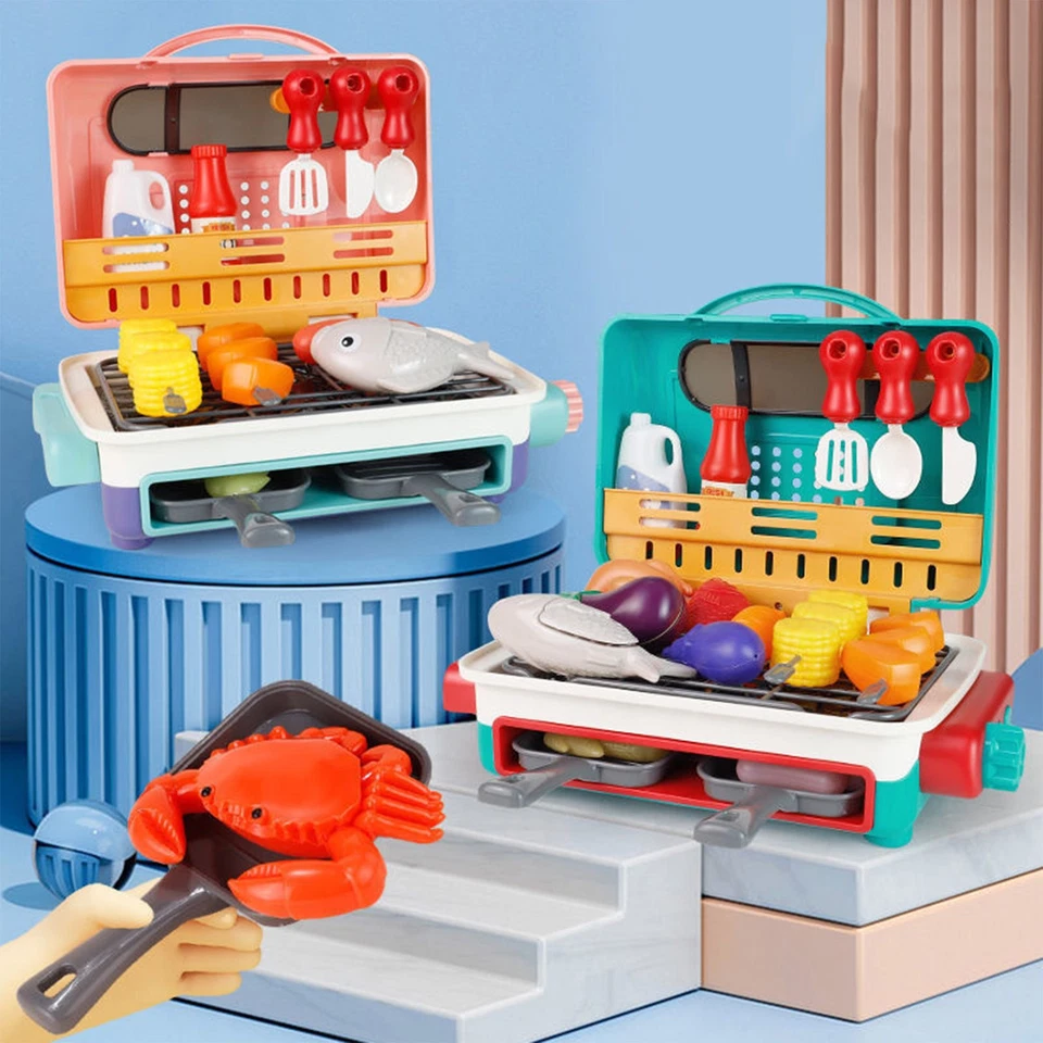 Electric 34Pcs Kids BBQ Grill Toy Barbecue Kitchen Cooking Playset Pretend Toys - image 3 of 4