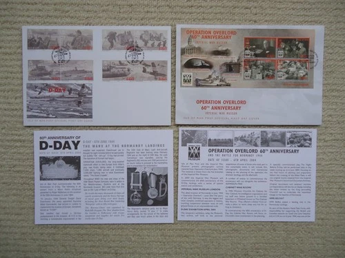 2X 2004 D-DAY OPERATION OVERLORD Isle of Man FDCs Douglas postmarks. Military.