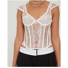 Brand New Lioness Women's US 4 Some Like it Hot Corset Top Lace Ghost White