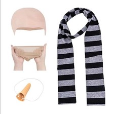 4pcs Despicable Me Gru Cos Kits Fake Nose Bald Cap Halloween Costume Accessories