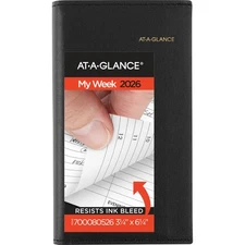 2026 Appointment Book Planner, Weekly, Refillable, 3-1/4" x 6-1/4", Pocket Si...