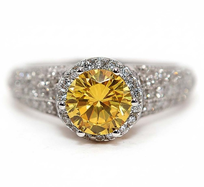 3CT Heat Treated Yellow Topaz 925 Sterling Silver Ring Sz 9 NF1-7