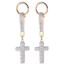 2 Pcs Car Key Pendant Rhinestone Keychains Handbag Charms Novelty