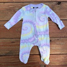Nike Baby Sleeper 0  3M Tie Dye Footed Pajamas Zip One Piece Mitts Purple Unisex