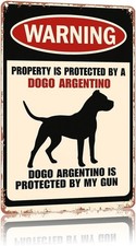 Retro Tin Metal Signs Home D cor Property Protected By A Dogo Argentino,Text Art