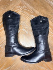 FRYE Melissa Button Black Leather Riding Boots - Size 7.5 Great Condition