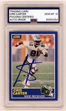 Cris Carter 1989 Score Football #72 Signed Rookie RC PSA 10 Auto Eagles Vikings