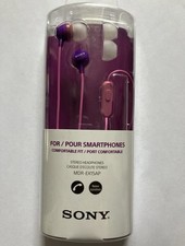 SONY Comfortable Fit Stereo Headphones Violet Noise Isolation Earbuds MDR-EX15AP