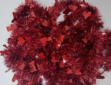 Valentines Day Decor Red Heart Tinsel Garland Decor Over 10 Feet Long