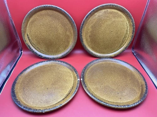 Nelson McCoy Pottery Mesa Canyon Set of 4 Dinner Plates USA Vintage 1970's READ