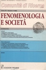 Fenomenologia e società. Periodico di filosofia - n. 1, 1992, anno XV 