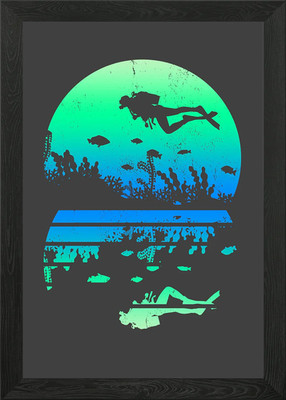 Taucher Tauchen Tiefsee Gerahmtes Wandbild Poster Leinwanddruck Bild