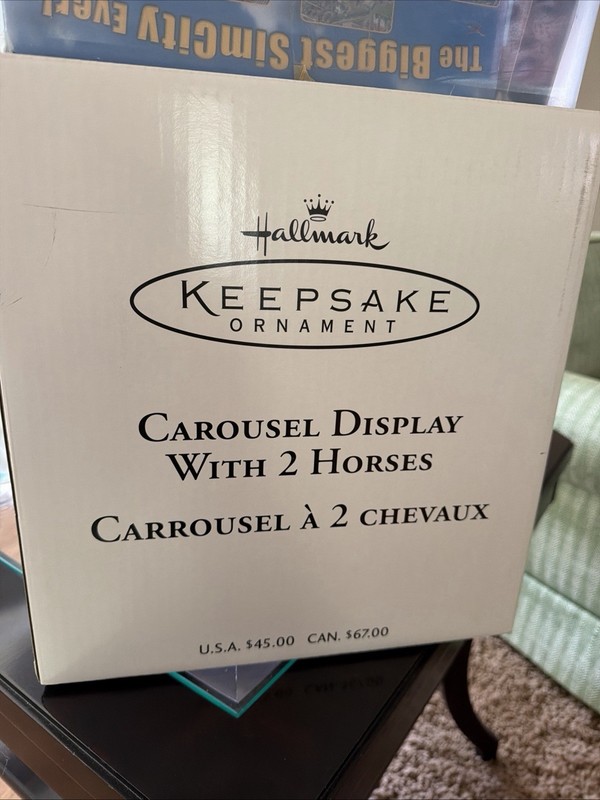 Hallmark Carousel Display with 2 Horses - Brand New In Box Sealed In Plastic