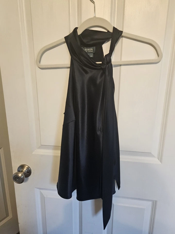 Ralphn Lauren  100% Silk Halter Size 4 Tie Neck Blouse Top - Image 2 of 4