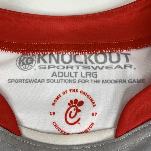 Chick-Fil-A Nylon Hemd RAR Erwachsene Large rot weiß **LESEN** - Bild 2 von 15