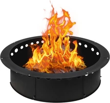 Outdoor Smokeless Fire Pit Ring 34 Inch Outer/30 Inner 30 Inch, Black 