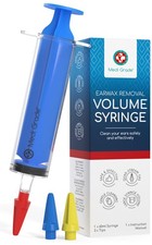 Medi Grade Ear Syringe Wax Removal Kit with 3 Quad-Stream Tips - Blue
