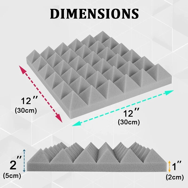 12- 96Pk Acoustic Foam Panel Wall Tiles Record Studio Noise Sound Proof 12x12x2" - Image 4 of 4