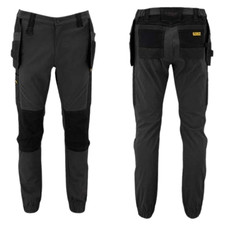 DEWALT PRITCHARD STRETCH WORK TROUSERS WITH ELASTICATED HEM - DARK GREY