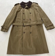 Hart Schaffner Marx Smart Coat Tan Brown Wool Liner Overcoat Trench Mens 42R