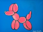 Original Balloon Dog pop art acrylic painting in pink with artist signature