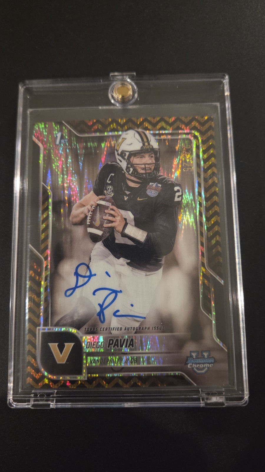 2025 Bowman U Chrome Diego Pavia 1st Black Gold Stealth Auto 22/25 Vanderbilt 