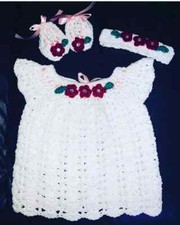 Baby Girl Crochet White Dress shoes and headband 3-6 months old