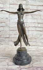 Estatua de mármol de bronce con memorabilia de bailarina de jazz Art Deco de la era Gatsby