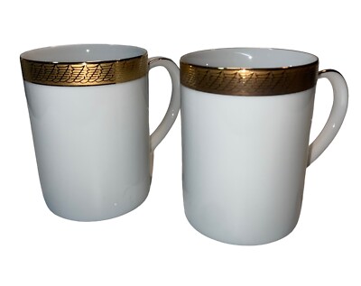 Set Of 2 Elegant Centurion Collection Mugs 9414 PURE GOLD Coffee Cups / Mugs