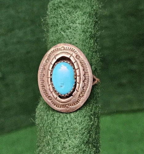 NATIVE AMERICAN TURQUOISE STERLING SILVER 925 SHADOW BOX RING SIGNED CW Sz. 9.25 - Picture 13 of 24