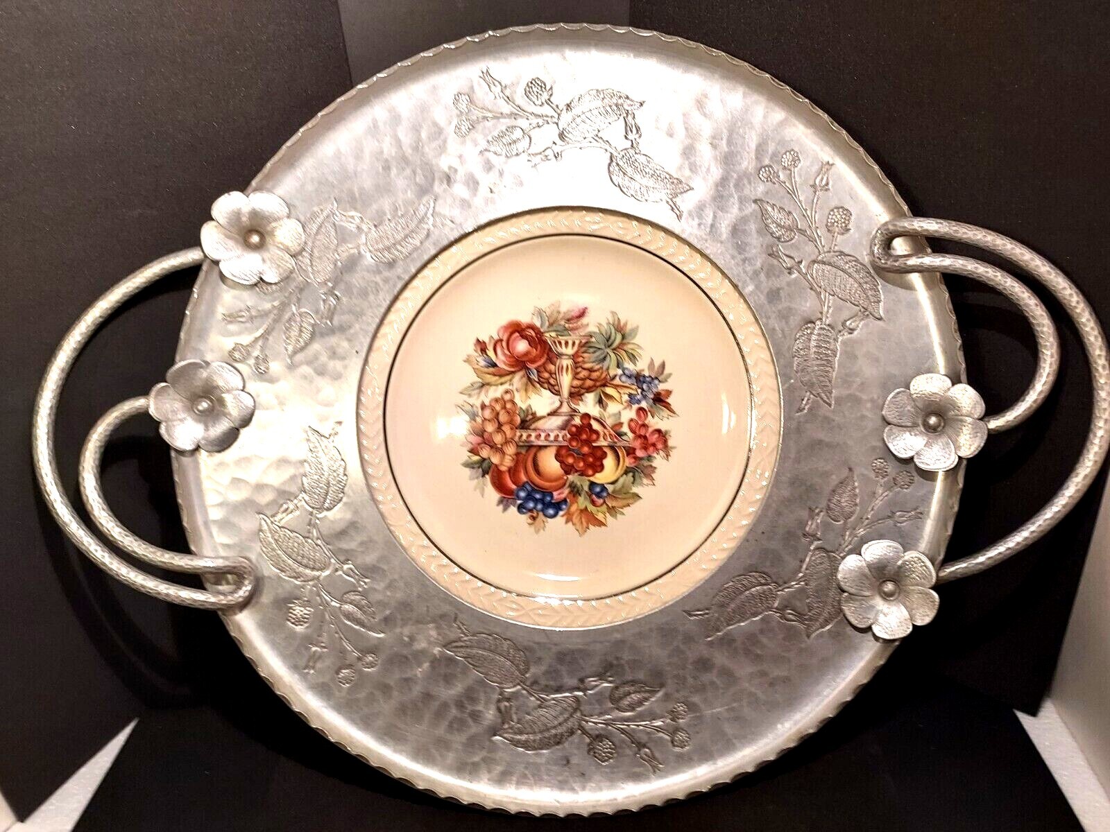 VINTAGE FARBERWARE  Aluminum Ceramic LAURELLA Plate Serving 