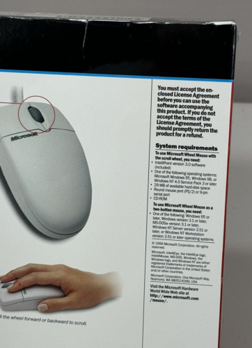 VTG NEW Microsoft Wheel Mouse Part No X04-75667 Sealed in Box UPC 093007833511 - Picture 8 of 14