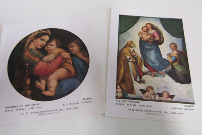 Sanzio Raphael Prints - Madonna of the Chair & Sistine Madonna - Small - Vintage