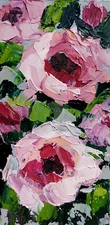 Roses Origina Painting Oil  Floral Art Impasto Flower Abstract Signed Ukraine