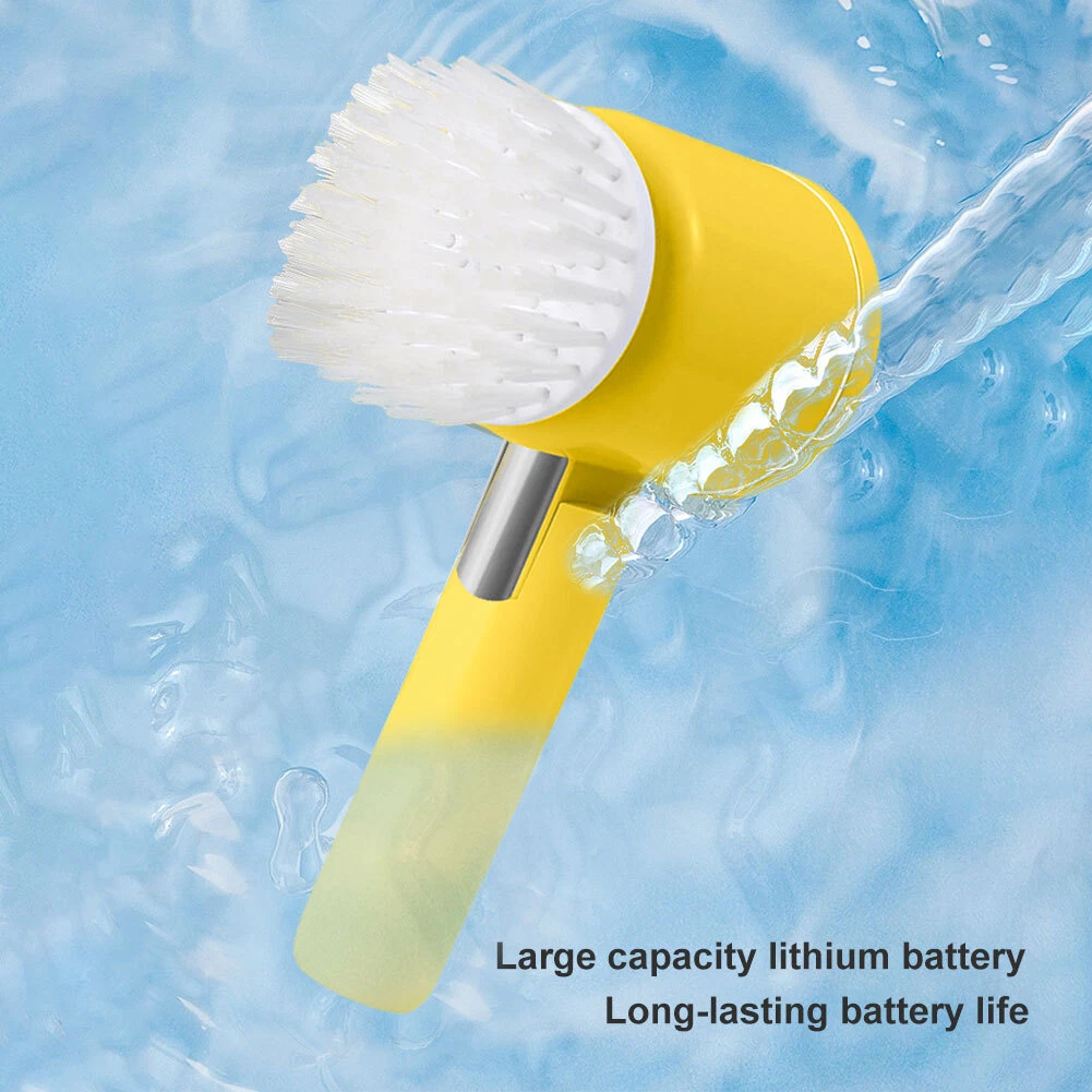 Versatile 7 in 1 Electric Cleaning Brush Window Wall Cleaner Electric Turbo Scrub Brush Rotating Scrubber Kitchen Bathroom Cleaning Tools, Long, Size