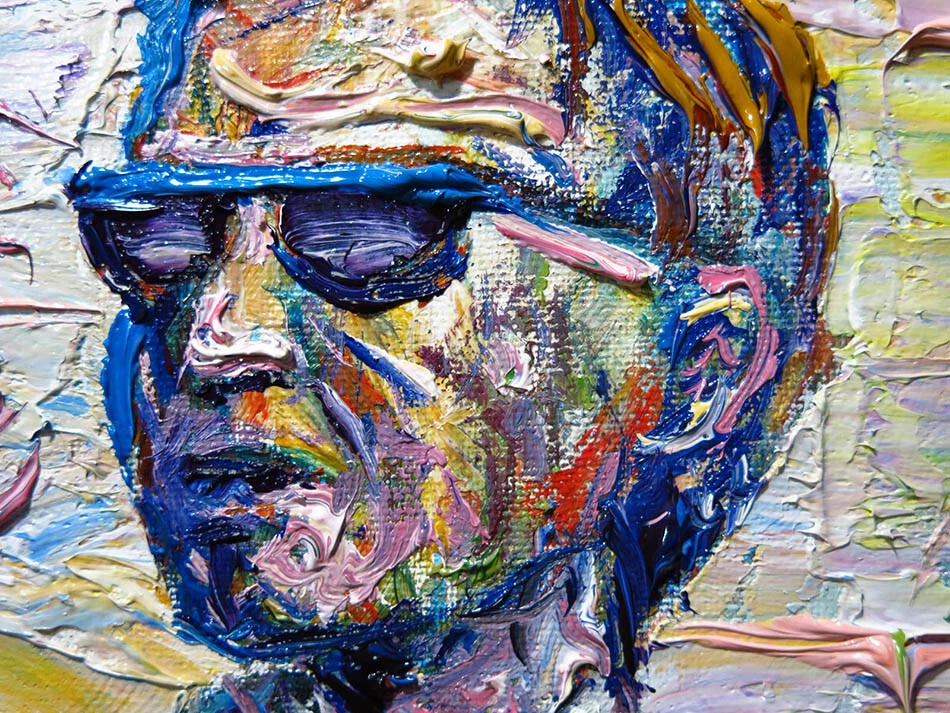 OIL PAINTING█UNIQUE IMPRESSIONISt ART█SIGNED ABSTRACT█ORIGINAL █PORTRAIT POP MAN - Image 2 of 4