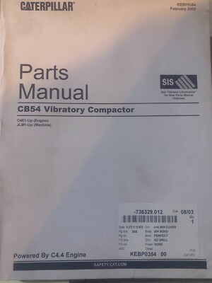 Caterpillar Parts Manual Cb54 Vibratory Compactor Ebay 