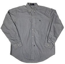 POLO Ralph Lauren Long Sleeve Button Down Shirt Men s XL Plaid Blue 100 Cotton