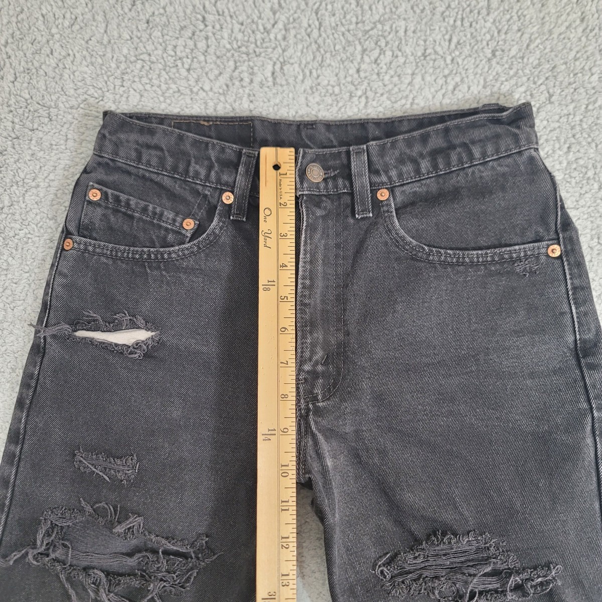 Vintage Levi's 517 Jeans Women's 28x29 Black Boot Cut Distressed