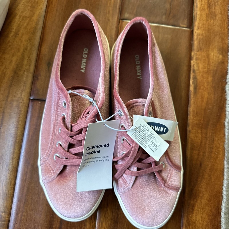Old Navy Velvet Lace-Up Sneakers for Women, Size 10 NEW Pink