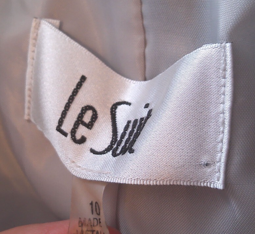 WOMENS LE SUIT LIGHT TAN PIN STRIPED BUTTON FRONT BLAZER SIZE 10 - Picture 4 of 5